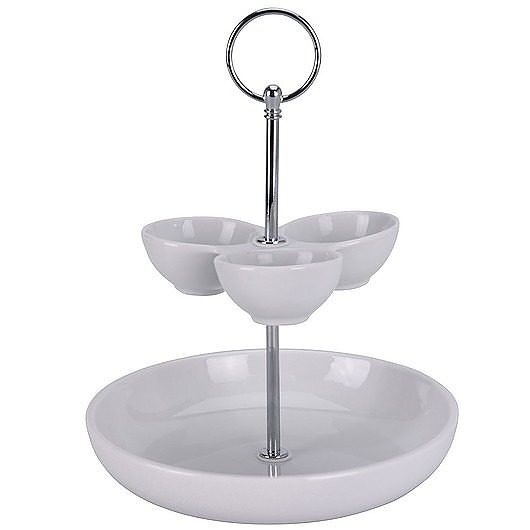 Patera Porcelanowa Dwupoziomowa Biała MIA home