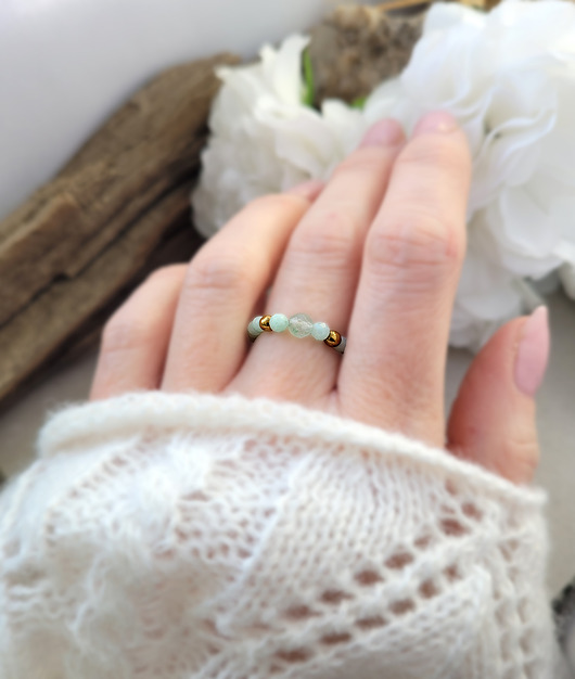 pierścionki elastyczne Pierścionek z Awenturynem- Miętusek