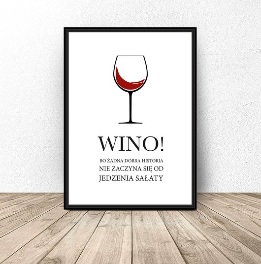 plakaty Plakat do kuchni "Wino i sałata" A3 (297mm x 420mm)