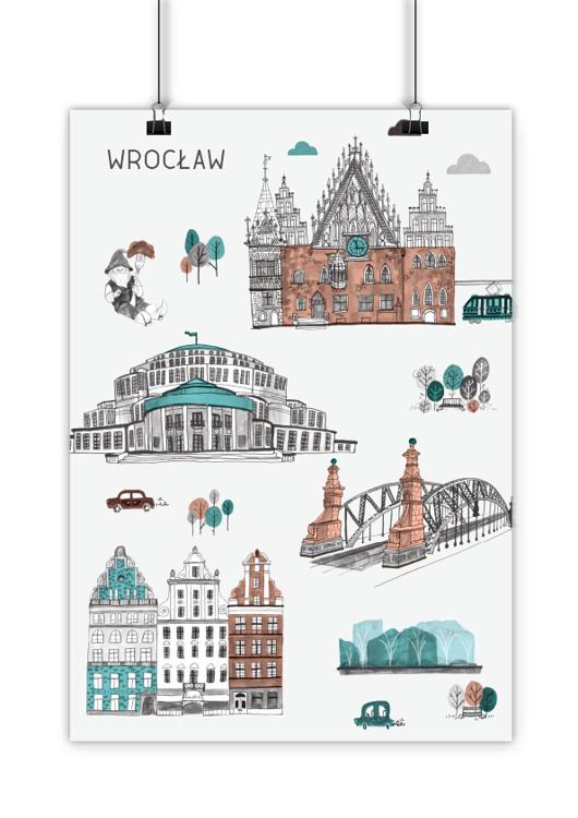 Plakat Wrocław Trasa Spacerowa LOVE POLAND DESIGN