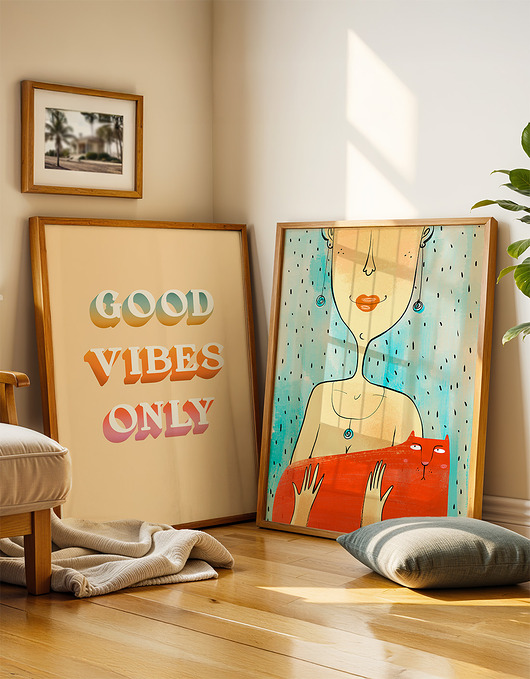plakaty Zestaw plakatów - GOOD VIBES ONLY z kotem  (set213)