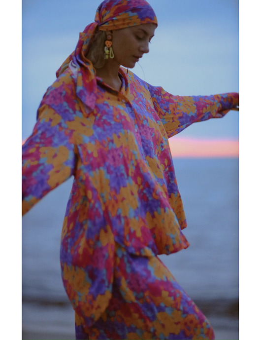 komplety damskie CS - Wiskozowy kolorowy komplet Koszula spodnie NEMO