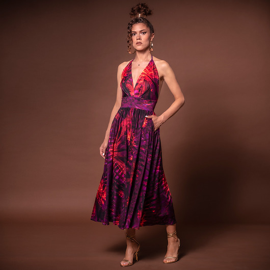 sukienki maxi damskie Letnia, rozkloszowana sukienka - Betty Hot Tropical