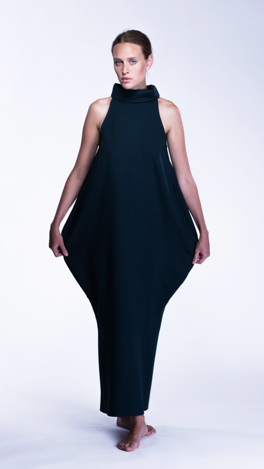 sukienki midi damskie Turtleneck marine