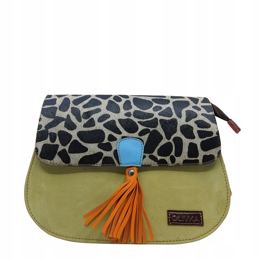 torby na ramię Torebka damska klasyczna na ramię skórzana zamszowa klapka wzór eko OLIVKA