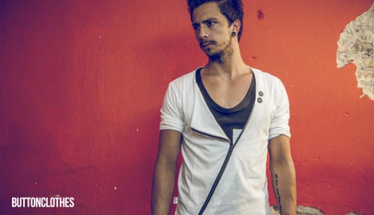 T-SHIRT ONE ZIPPER TEE UNISEX biały, czarny Button
