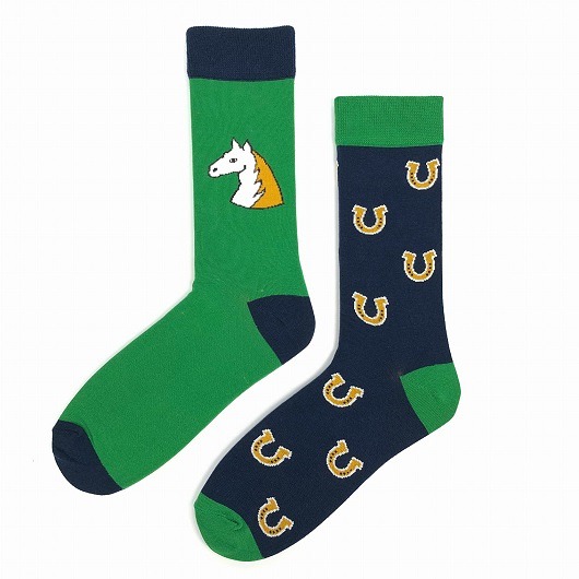 skarpetki damskie Skarpetki kolorowe nie do pary Konie zielone