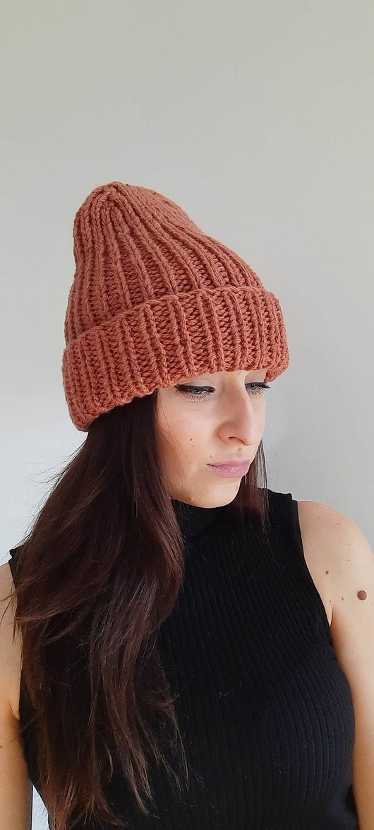 czapki damskie Czapka Beanie- wełna i alpak Czerwony Jak Cegła