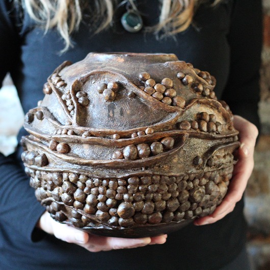 wazony Rzeźbiony moon jar Owoc ziemi, ceramika artystyczna