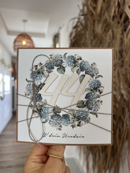 kartki scrapbooking Wyjątkowa ręcznie robiona kartka życzenia na 44 urodziny