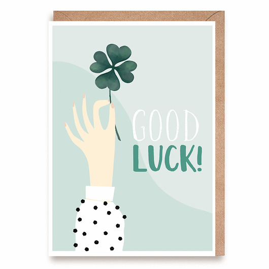 kartki okolicznościowe - wydruki Kartka GOOD LUCK POWODZENIA A6 koniczynka