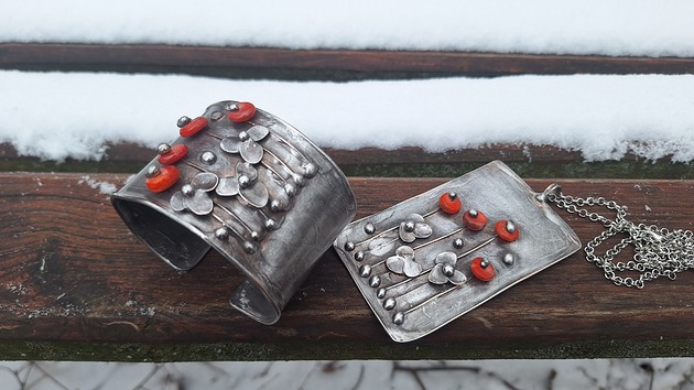 komplet biżuterii Pomarańczowe maki - komplet