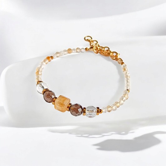 bransoletki z kamieni naturalnych DOBROBYT - amulet - cytryn,kwarc dymny,k.górski - z zapięciem