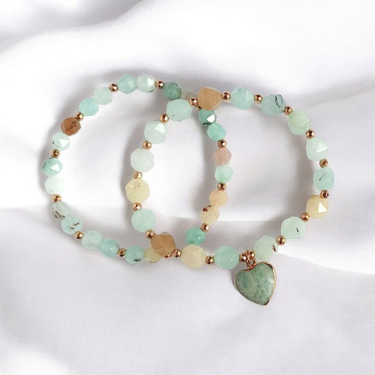 bransoletki z kamieni naturalnych KOMPLET bransoletek : SPRING collection: jadeit i amazonit