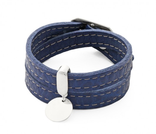 LEATHER BELT - navy blue with coin. Lavoga