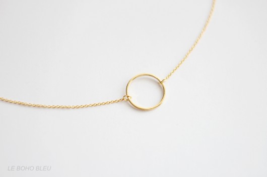 16k Gold Plated Circle Necklace Le Boho Bleu
