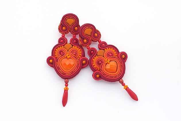 kolczyki soutache Lato w kolorze czerwonym