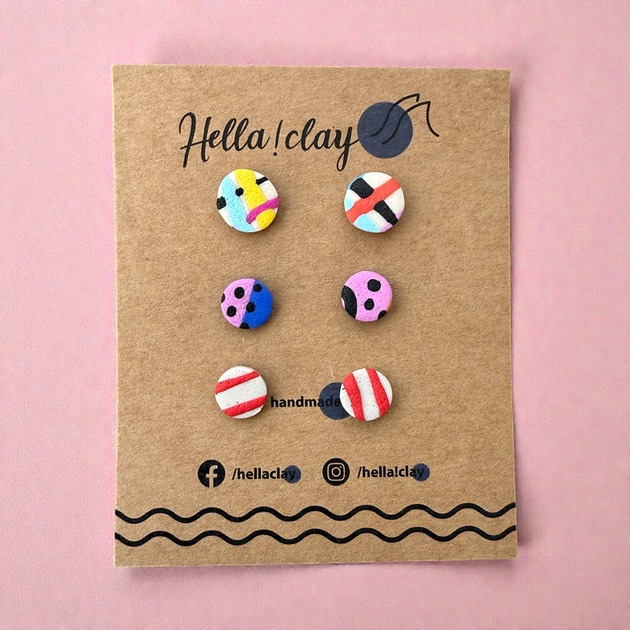 kolczyki z masy plastycznej Minikolczyki 3pack