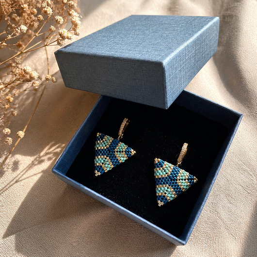 kolczyki szklane Kolczyki z koralików geometryczne