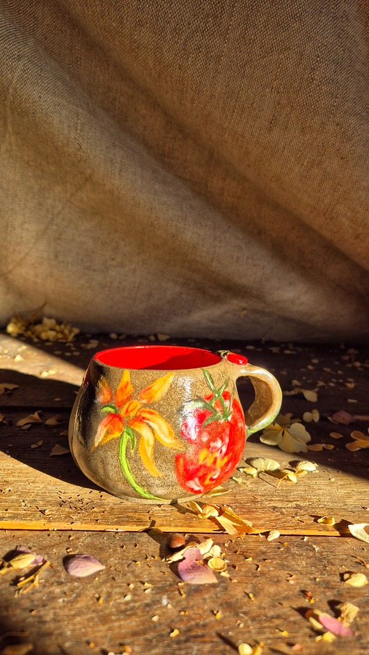 kubki Ilustracja pomidora, kubek działkowca, kubek w pomidora