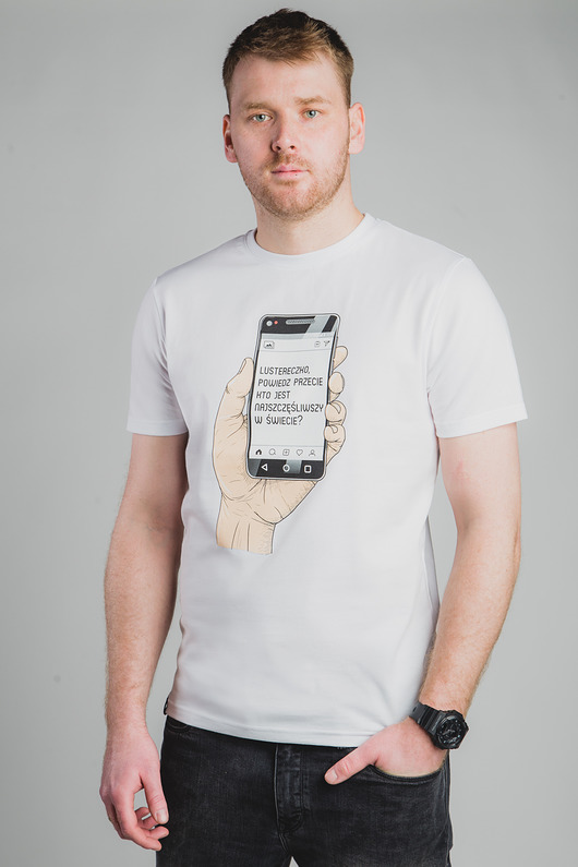 Bawełniany T-shirt z nadrukiem - Smartfon ZlapDystans