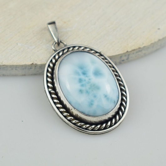 wisiory Larimar retro - srebrny wisior