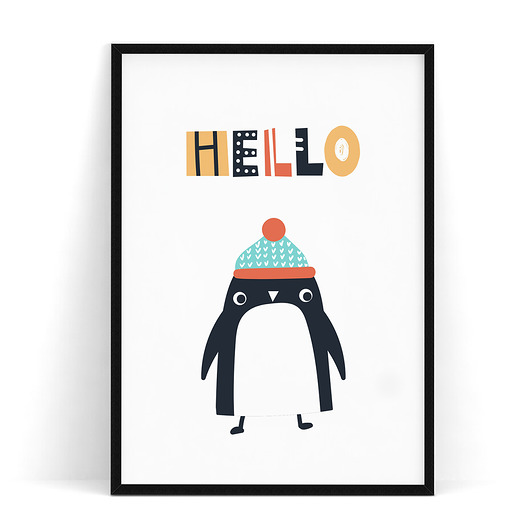 Plakat dziecięcy Hello Pingwin trochę na ścianę