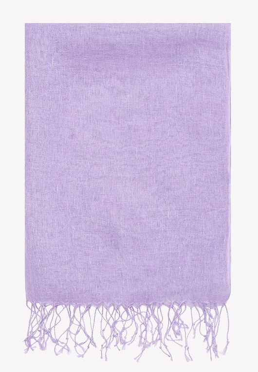 szale damskie Szal len 100% w liliowym kolorze 55cm x 180cm
