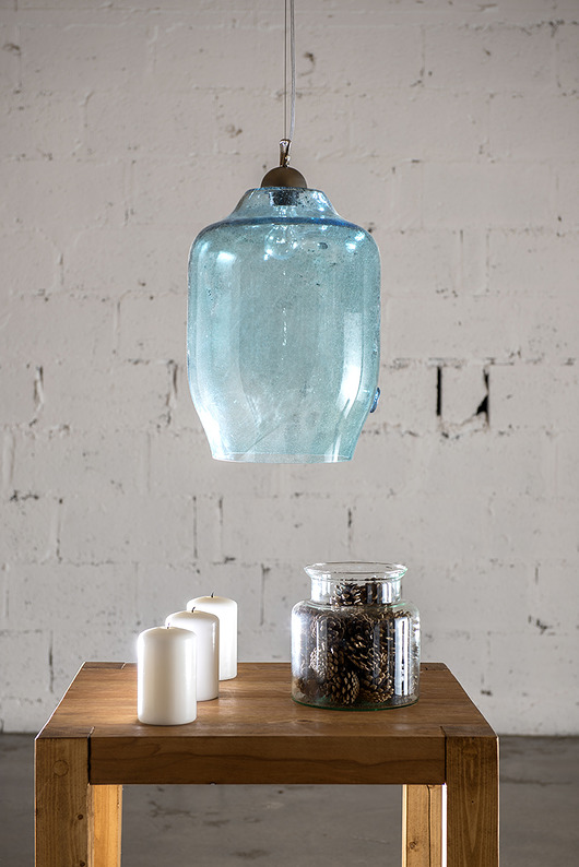 lampy wiszące Wisząca lampa szklana Bee turkusowa