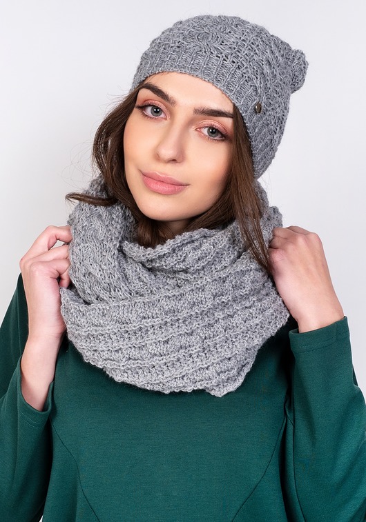 czapki dziecięce Ciepły i stylowy komplet czapka + szalik, szary