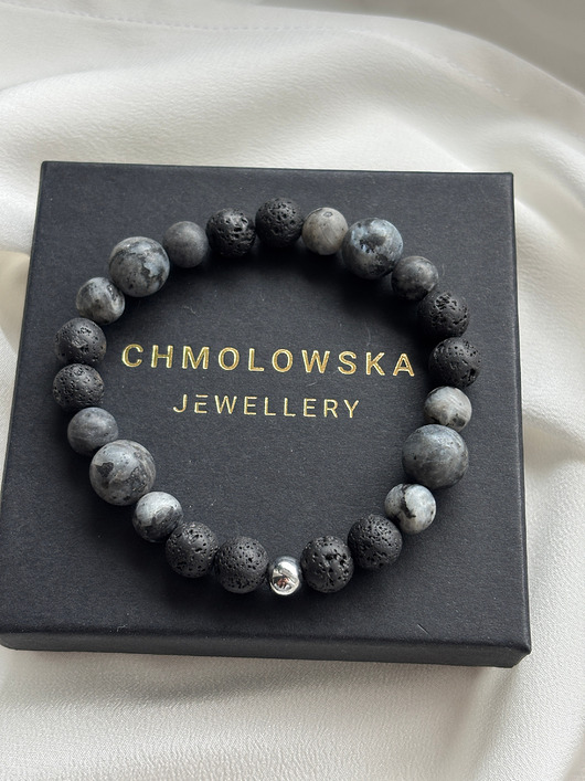 biżuteria męska Bransoletka męska Larvikit i Lawa