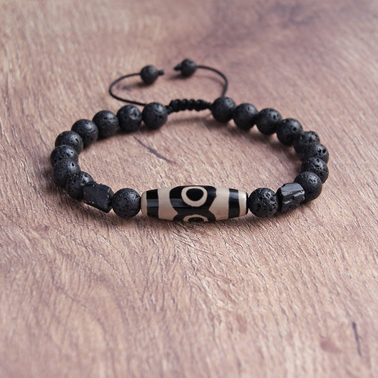 biżuteria męska Ochronna bransoletka : AGAT, lawa,  turmalin