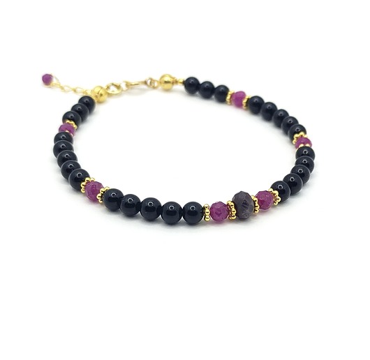 bransoletki z kamieni naturalnych Bransoletka turmalinowa z rubinami