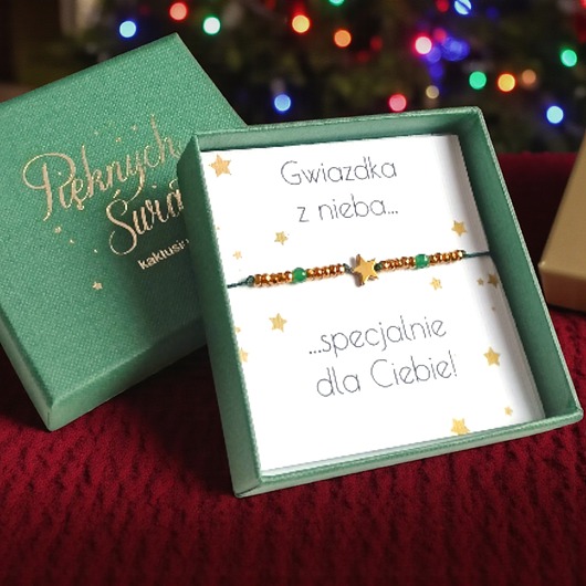 bransoletki z kamieni naturalnych Świąteczna bransoletka - pomysł na prezent - świąteczne pudełko - ZIELONA3