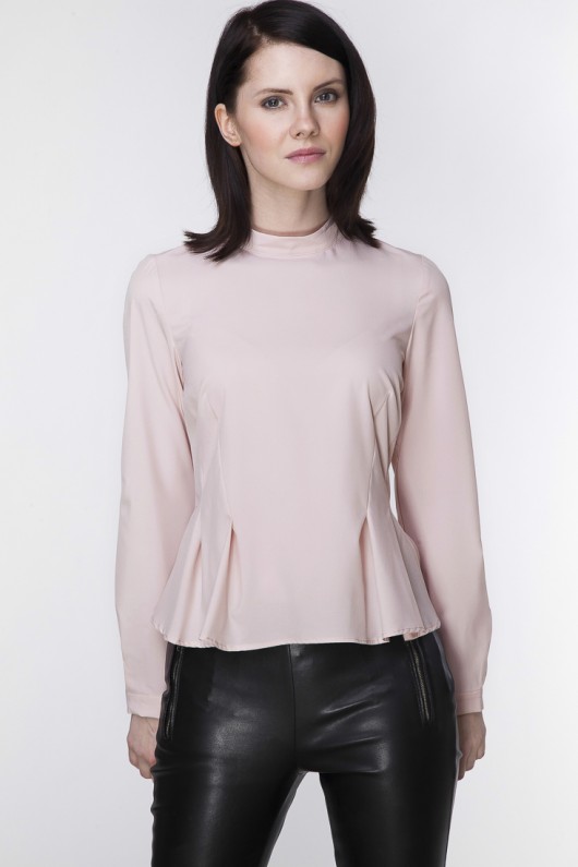 Różowa bluzka z baskinką ABG Fashion