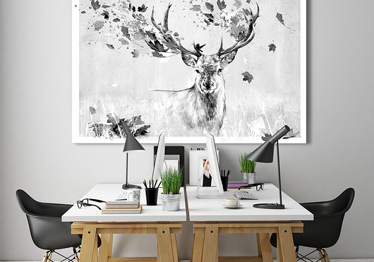 OBRAZ NA PŁÓTNIE - 120x80cm - JELEŃ JESIENIĄ NOWdeco