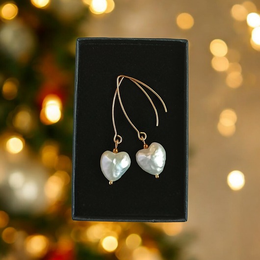 kolczyki z kamieniami Serce - perła : kolczyki : wyjątkowy prezent PREMIUM