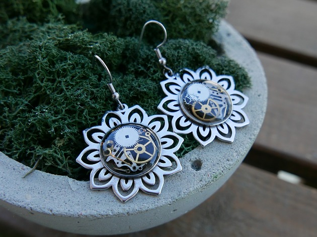 kolczyki z żywicy Kolczyki Silver Flowers 1