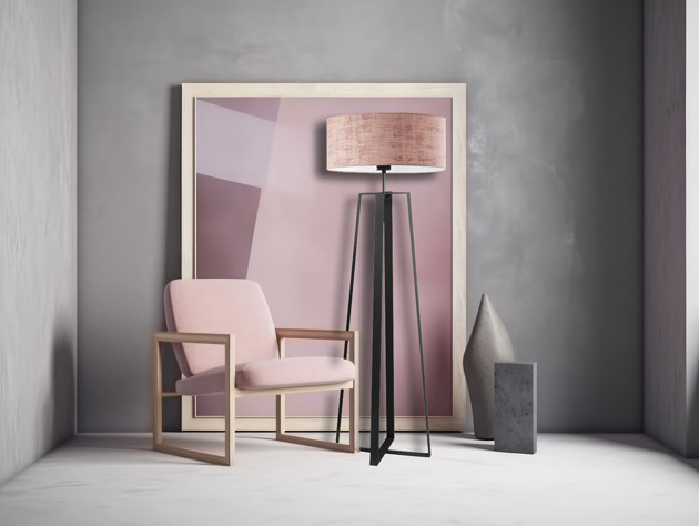 lampy podłogowe Ekskluzywna lampa podłogowa do salonu  MOSS VELUR z welurowym abażurem