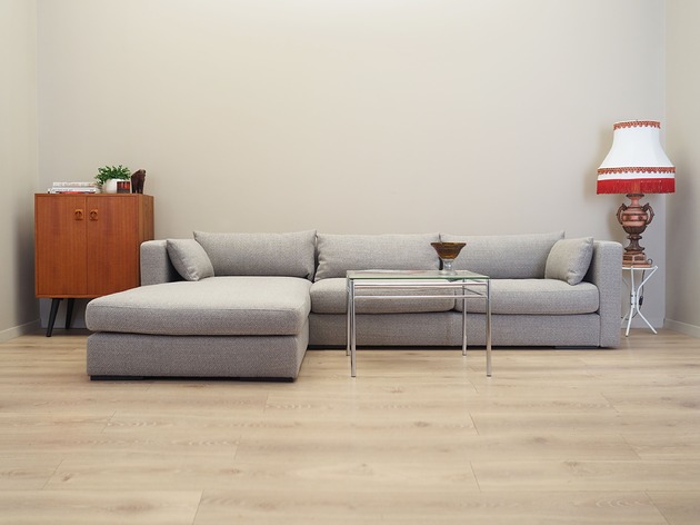 sofy i szezlongi Narożnik szary, skandynawski design, lata 00