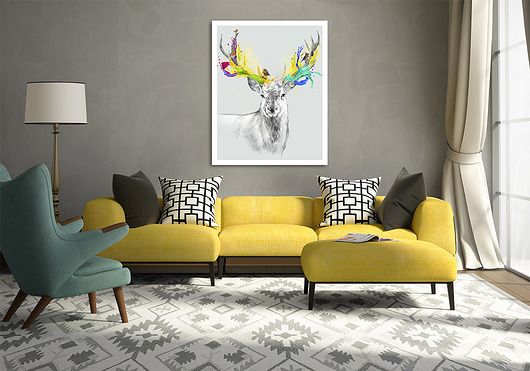 obrazy OBRAZ NA PŁÓTNIE -  60x80cm - JELEŃ