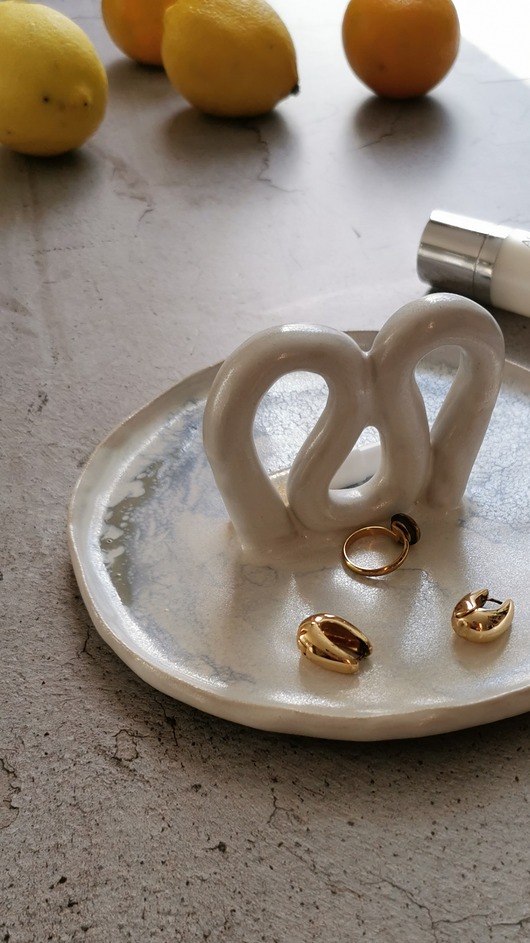 pojemniki na biżuterię Patera Ceramiczna Biało niebieska Handmade