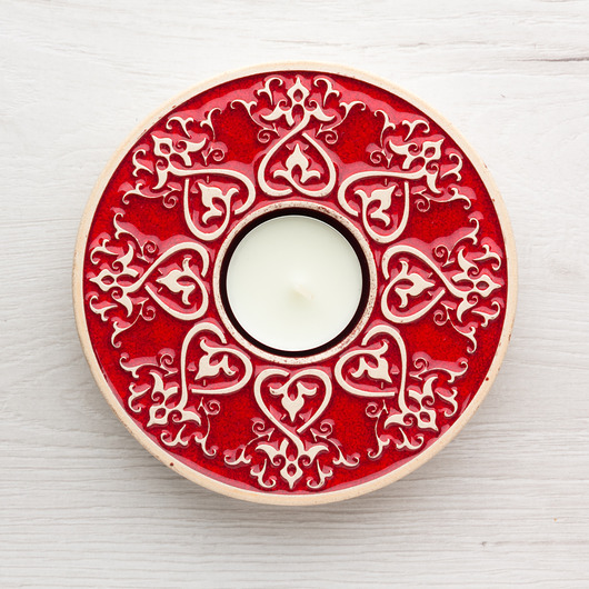 świeczniki i świece Lampion OD SERCA czerwony, w pudełku