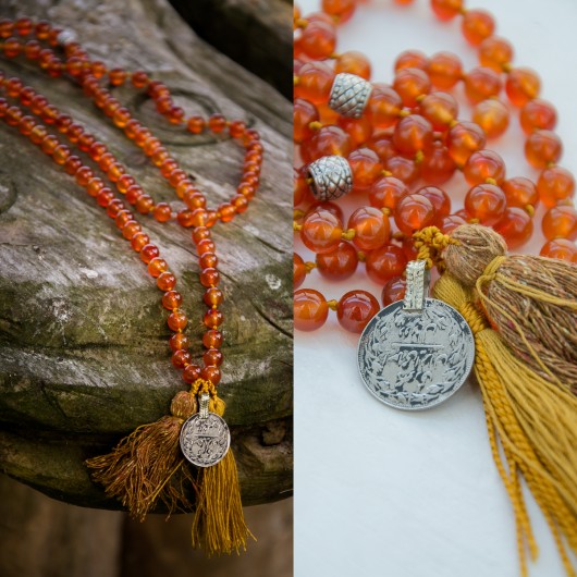 SZAFRANOWA MALA naszyjnik / agat i moneta Kuchi NOMAD ACCESSORIES