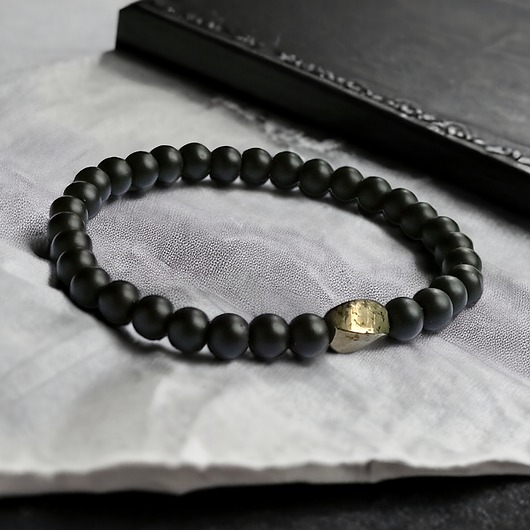 biżuteria męska Męska bransoletka: PIRYT & ONYKS : na gumce