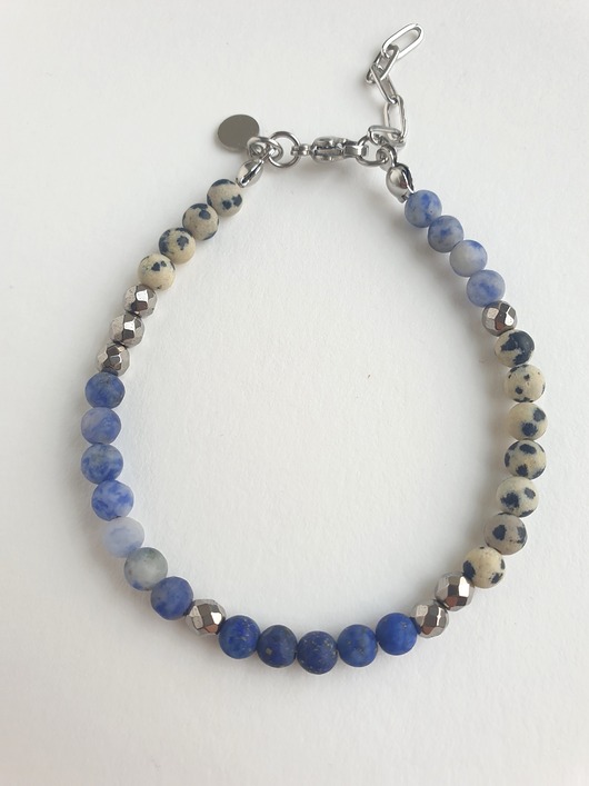bransoletki z kamieni naturalnych Bransoletka NEO jaspis niebieski, dalmatyński, lapis lazuli, hematyt