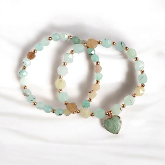 bransoletki z kamieni naturalnych KOMPLET bransoletek : SPRING collection: jadeit i amazonit