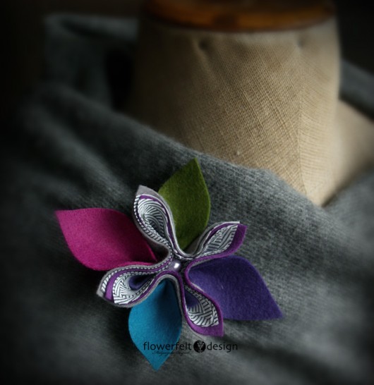 pasiasta z fuksją i oliwką FlowerFelt Design