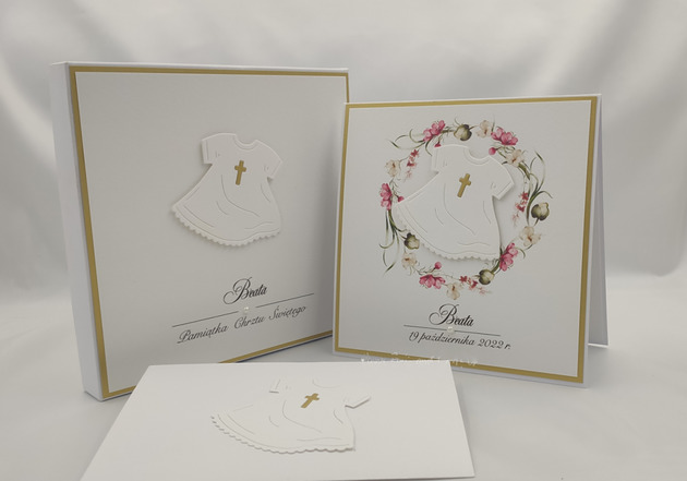 kartki, zaproszenia na chrzest Kartka na chrzest z pudełkiem i kopertą C 34C
