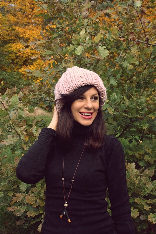 czapki damskie Czapka  beanie pudrowy róż  z wełną